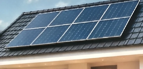 Solar panels on a tiled roof