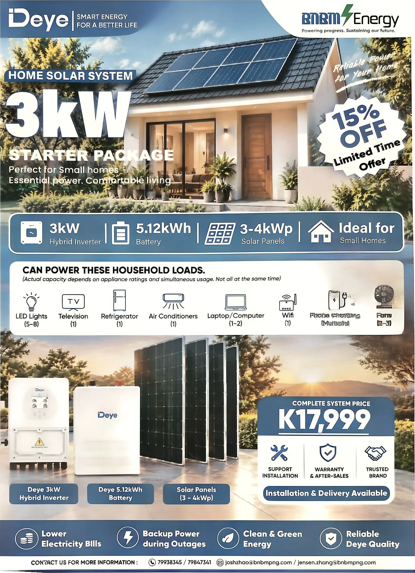 BNBM Energy 3 kW Starter Package package sheet