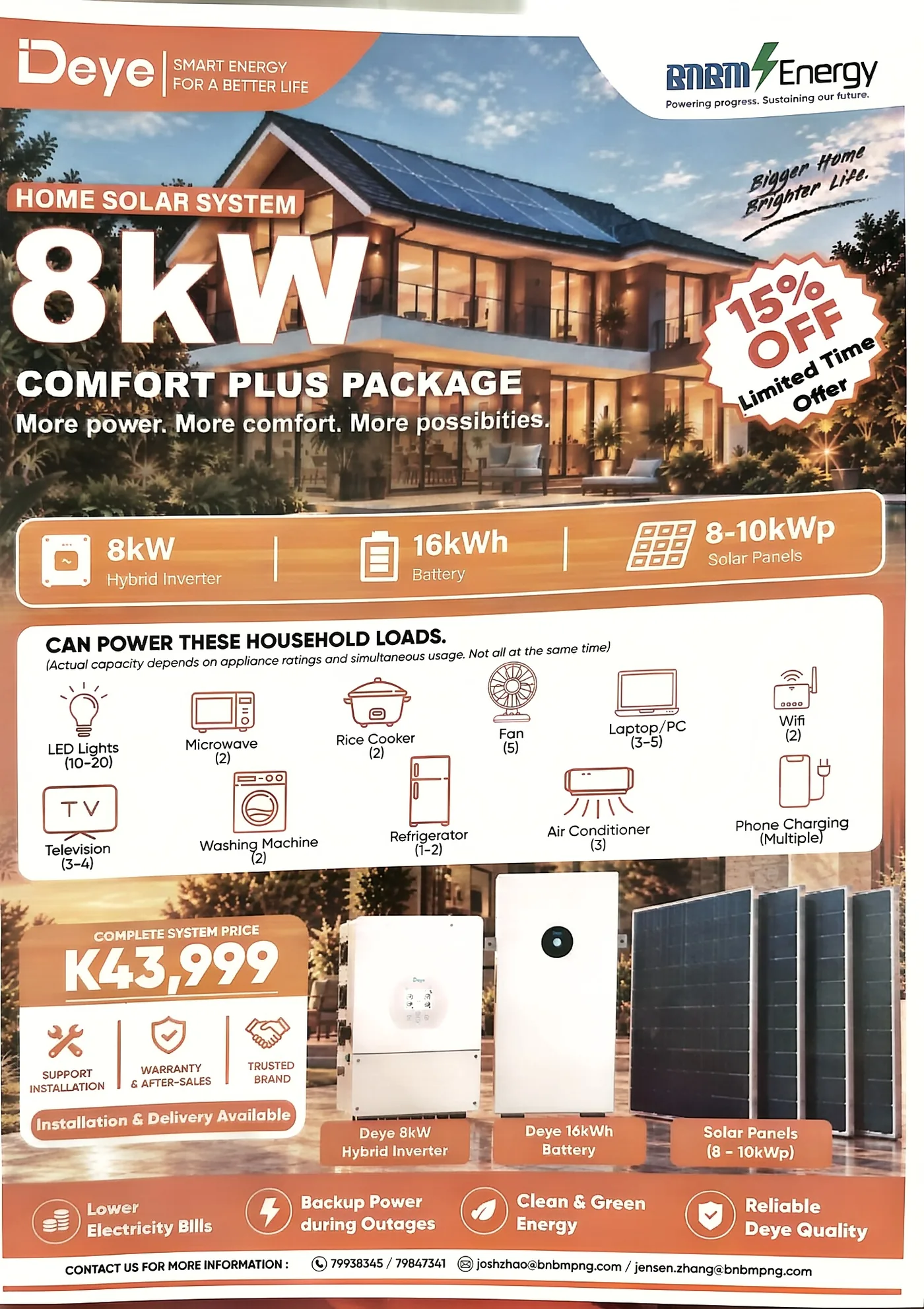 BNBM Energy 8 kW Comfort Plus package sheet